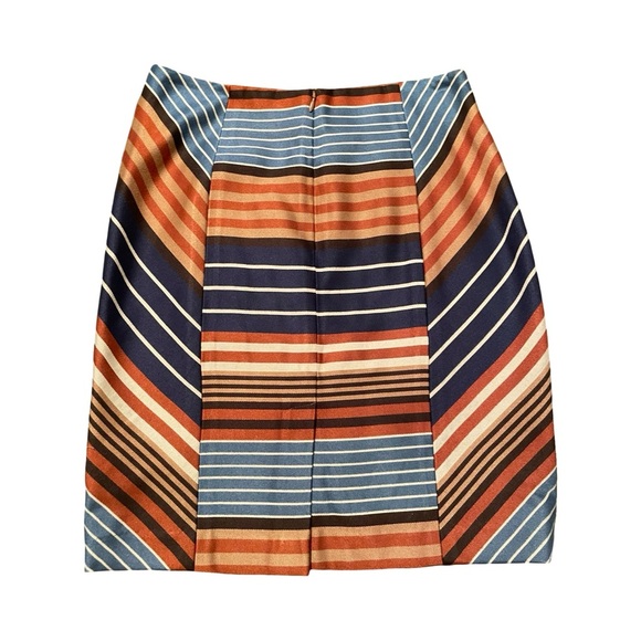 J. McLaughlin Pencil Skirt Womens 0 Short Stripe Indigo Multicolor Zip with Slit - Picture 2 of 4